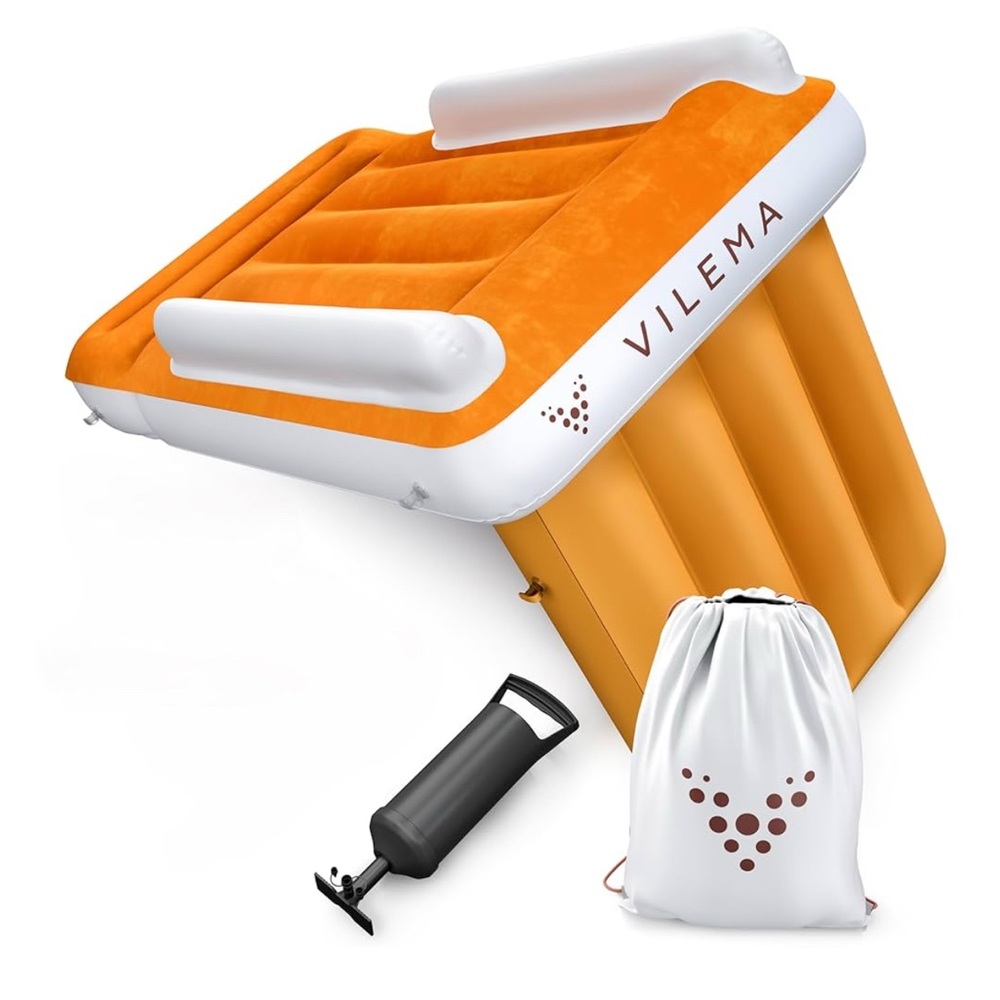 Inflatable airplane bed